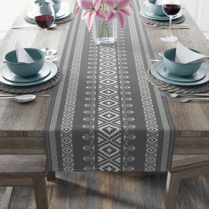 Gray Table Runner, Aztec Table Runner, Coastal Table Runner, Gray Table Decor, Southwest Table Runner, Modern Table Runner 2 Fabric Options