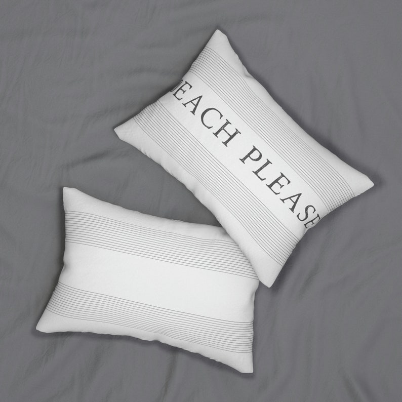 Beach Please Pillow, Nautical Pillow, Coastal Lumbar Pillow, Black
