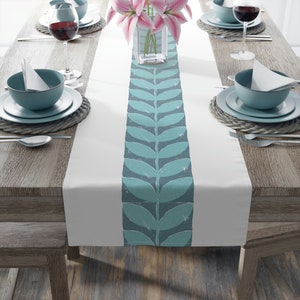 Teal Table Runner, Floral Table Runner, Modern Table Runner, Spring Table Runner, Coastal Table Runner, Blue Table Runner, 2 Sizes
