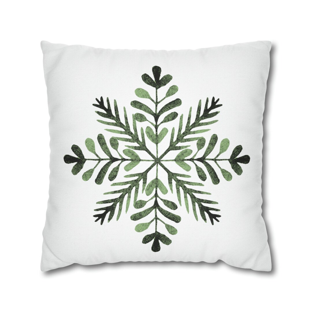Green Christmas Pillow Snowflake Dark Green Forrest Green Etsy