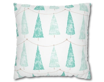 Coastal Christmas Pillow Cover, Teal, Aqua, Pastel, Modern Christmas Decor, Coastal Holiday, Aqua Winter Decorations, MULTIPLE SIZES
