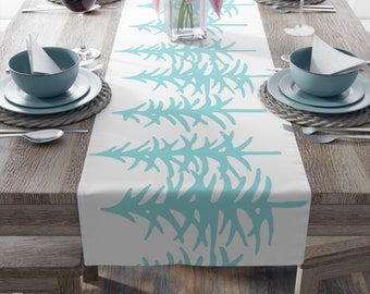 Winter Table Runner, Teal Table Runner, Coastal Winter, Christmas Table Runner, Coastal Holiday Decor, Aqua Decor, Turquoise Table Decor