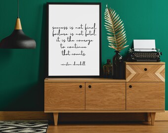 Winston Churchill Quote, Succes is niet definitief, Growth Mindset Poster, Classroom Art, Office Art, Succes Quote, MEERDERE MATEN