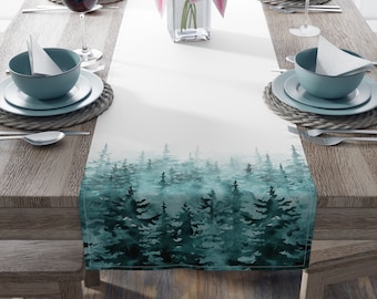 Winter Table Runner, Teal Table Runner, Turquoise Table Runner, Minimalist Table Runner, Modern Table Runner, 2 Sizes, 2 Fabric Options