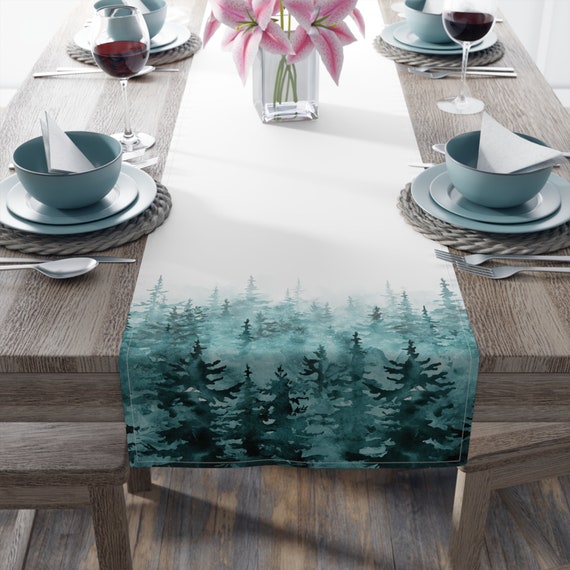 Winter Tischläufer, Türkis Tischläufer, Türkis Tischläufer, Minimalistischer Tischläufer, Moderner Tischläufer, 2 Größen, 2 Stoffoptionen