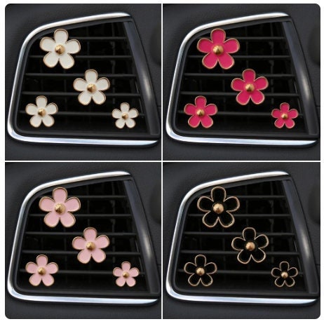 4pcs Cherry Blossom Car Vent Clip Clay Flower Car Accessory 