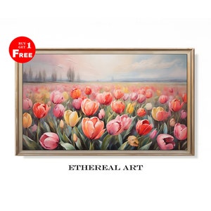 Frame TV Spring Art | Soft Neutral Floral Frame TV Art | Spring Easter Tulips Samsung Frametv Art | Spring Flowers TV Art | Botanical Tv Art
