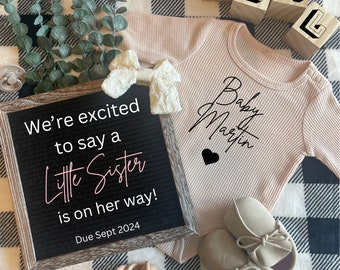 We&#39;re Excited to Say a Little Sister is on her Way digital baby announcement