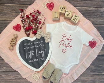 Valentine&#39;s It&#39;s A Little Lady Digital Baby Announcement Editable Template