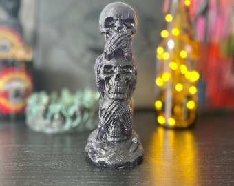 Hars schedel, home decor, halloween, spreek geen kwaad, hoor geen kwaad, zeg geen kwaad, cadeau, huis decor, hars decor