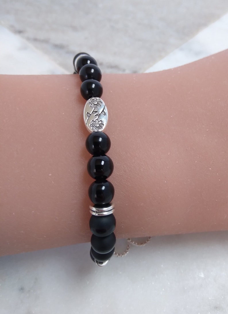 Adjustable Bracelet, Gemstone Bracelet, Black Onyx Bracelet, Best Friend Gift, Gift for Her image 3