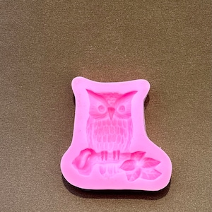 Owl on Branch Silicon Mold-Fondant Mold-Bird Silicone Mold-Forest Creature Silicone Mold-Resin Mold-Clay Mold-Birds Mold-Owl Mold-Candy Mold