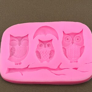 Owls-Branch-Moon Silicon Mold-Fondant Mold-Owl Silicone Mold-Nature Silicone Mold-Resin Mold-Clay Mold-Branch Mold-Owl Mold-Moon Mold