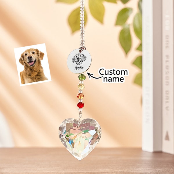 Custom Crystal Pet Memorial - Custom Pet Photo Crystal Suncatcher - Memorial Crystal with Rainbow Bridge Gift - Unique Gift for Pet Lovers