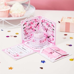 Personalisierte Geburtstags explodierende Überraschungsbox Karte Individuelle Kirschblüten 3D Pop-Up Grußkarte