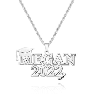 Collar de graduación personalizado / Collar con nombre de graduación / Regalo de graduación creativo / Collar con nombre, fecha, birrete y diploma