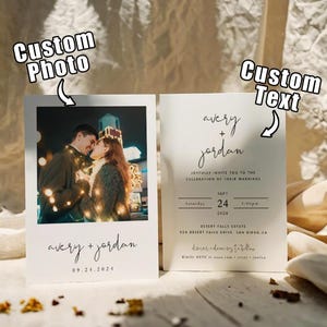 エレガントなパーソナライズされた写真付き結婚式招待状カード | 特別な日を大切にするカスタム招待状 | RIC 結婚式招待状