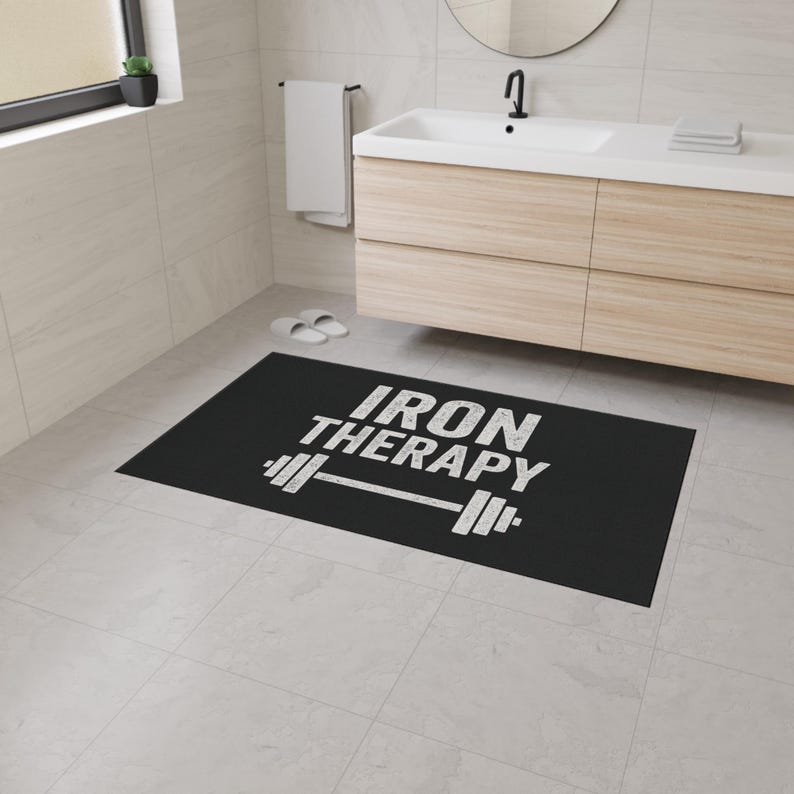 Iron Therapy barbell floor mat | Gym Decor | Fitness mat image 6