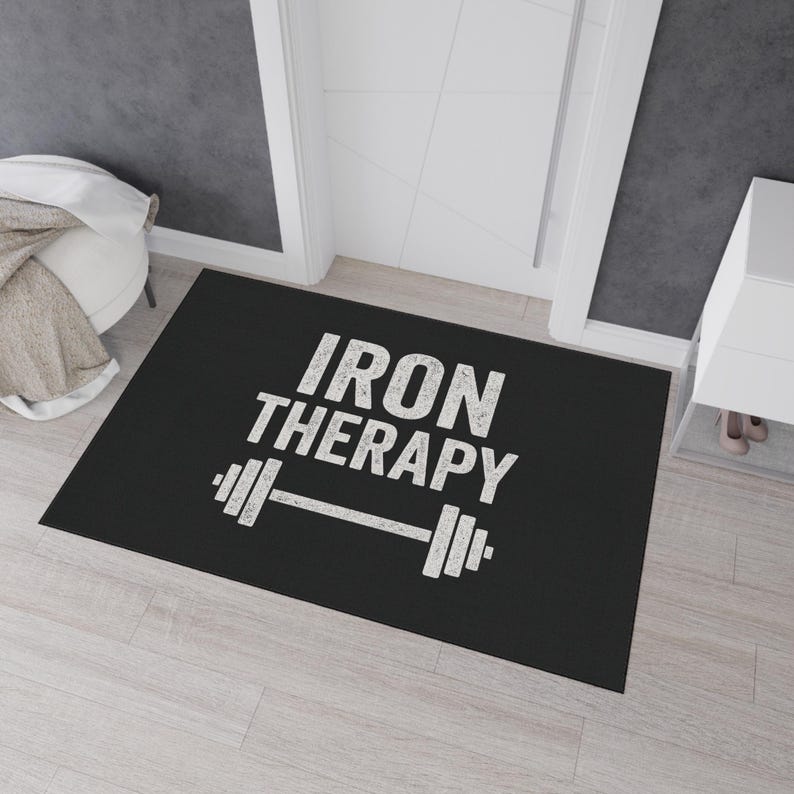 Iron Therapy barbell floor mat | Gym Decor | Fitness mat image 5