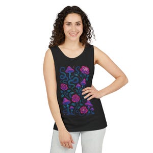 Floral Tank Top: Garment-Dyed Ring Spun Cotton - Bohemian Summer Style