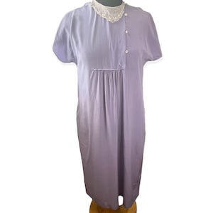 Vintage anni &#39;70 Outlander Lavender Purple Silk Lace Cottage Pocket Dress Small/Med