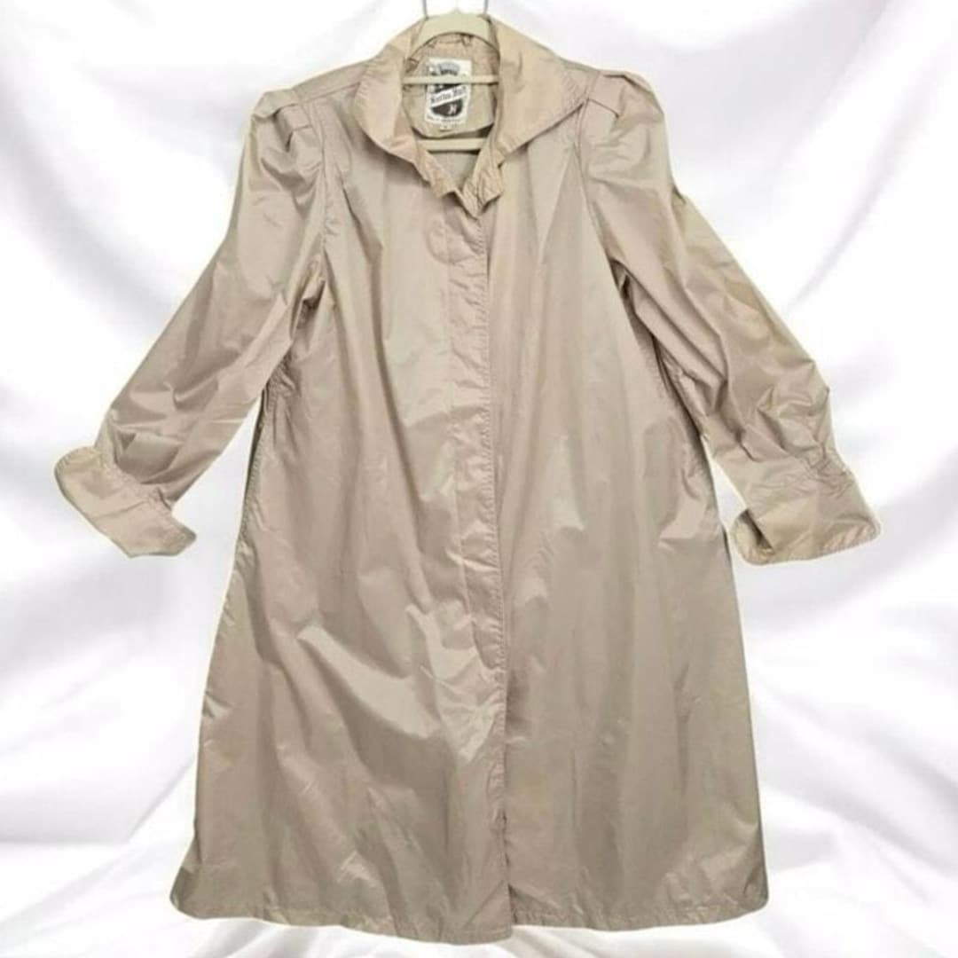 Vintage 70s Saxton Hall Khaki Brown Rain Coat Trench Jacket Spring
