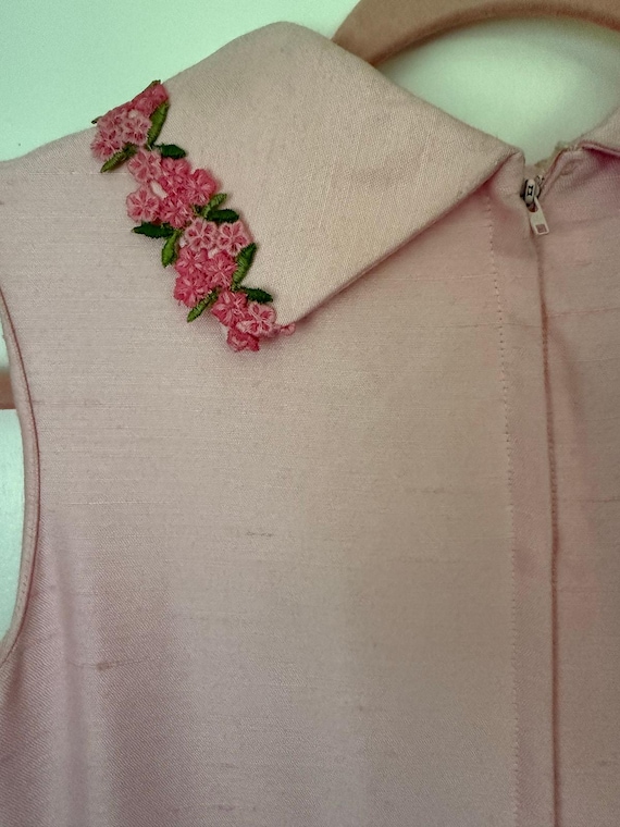 60年代ヴィンテージ ノースリーブ ライトピンク 花柄 モックネック