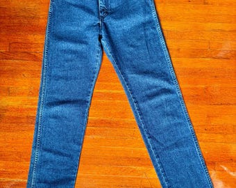 Vintage 90's Women's Wrangler Straight Leg High Rise Dark Blue Denim Jeans XS 28