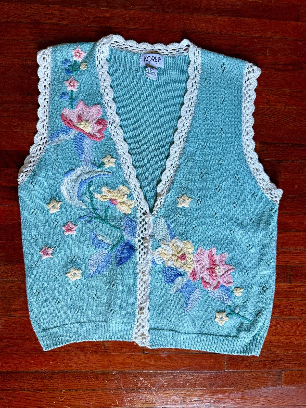 Floral Sweater Vest - Etsy