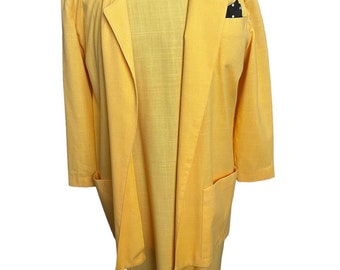 Vintage 70er Jahre Jacken Erforderlich Gelbes Kleid Blazer Anzug Set Med Large Retro Boho