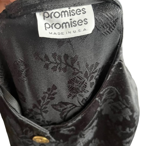 Vintage 80s Promises Promises Black Floral Emboss… - image 5