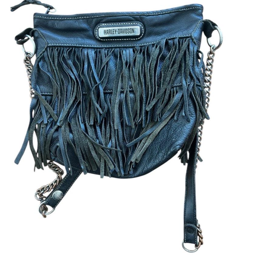 Vintage Harley Davidson Motorcycle Fringe Leather Cross Body Purse