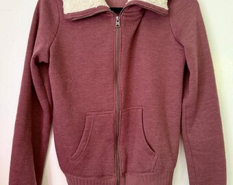 Vintage Y2K Abercrombie & Fitch Purple Sherpa Lined Zip Hoodie Sweatshirt Small