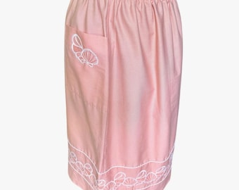 Vintage 60’s 70’s Pastel Pink Mermaid seashell Midi Stretch Skirt Medium Large