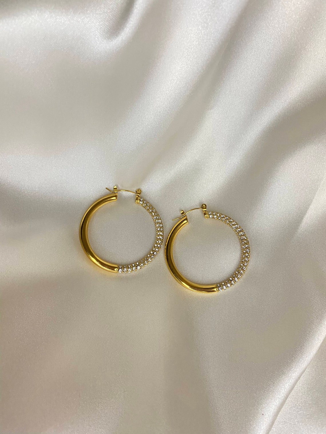 Piper CZ Gold Hoops - 25mm main image 1