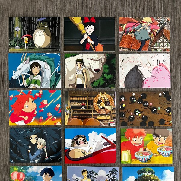 Offically Licensed Published Studio Ghibli Collectible Postcards Random Assortment of 15 Cards 4x6 120lb Semi Gloss Front Letter