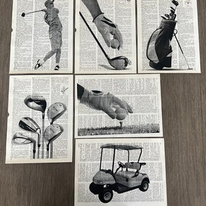 Golf Themed Dictionary Prints - Set of 6