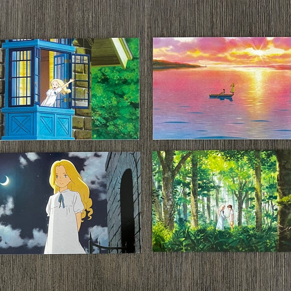 Offically Licensed Published Studio Ghibli Collectible 4 Postcards When Marnie Was There Movie Cards 4x6” 120lb Semi Gloss Front Lette