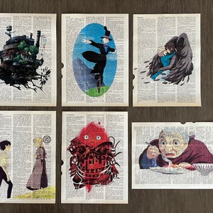 Howl’s Moving Castle (Ghibli Movie) Themed Dictionary Art Prints - Set of 6