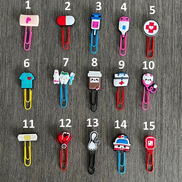 Medical Nurse Doctors Paper Clips, Balloon, Office Stationery Accessories, Planner clips decor, Paper Holder, Bookmarkers, Binder Clips