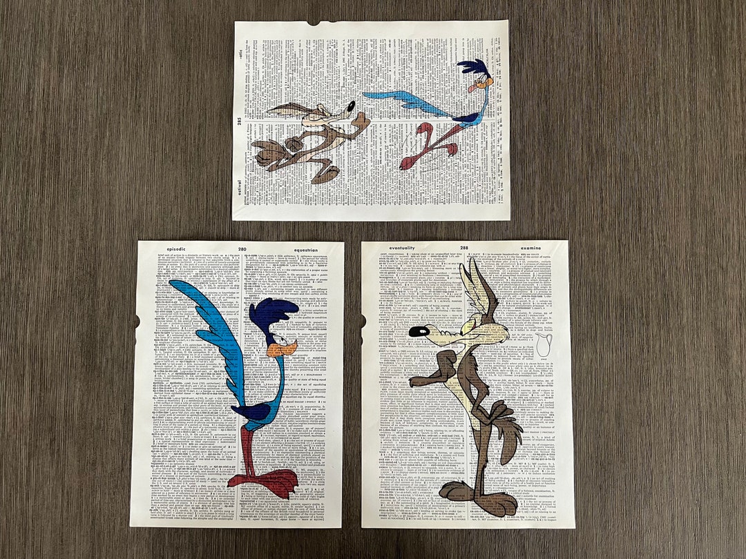 Looney Tunes Road Runner and Wile E. Coyote Themed Dictionary Prints ...