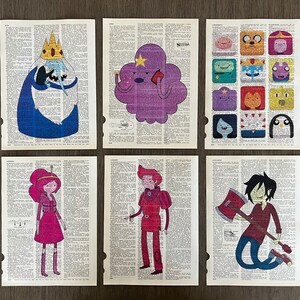 Adventure Time Themed Dictionary Prints - Set of 6