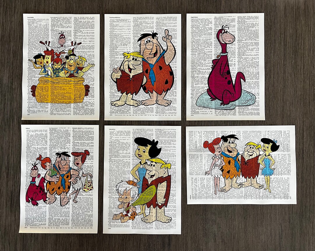 The Flintstones Themed Dictionary Art Prints Set of 6 - Etsy