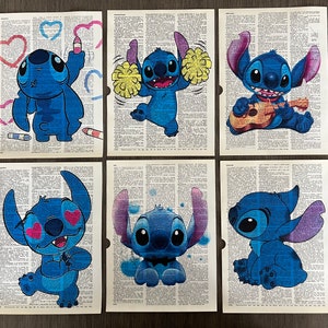 Stitch (Disney) Themed Dictionary Art Prints - Set of 6