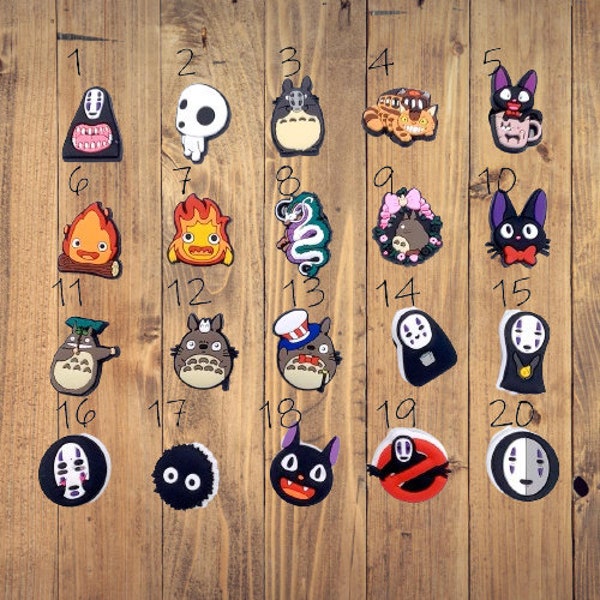 Studio Ghibli Japanese Anime Character Shoe Jibbitz  Charms, Decorations for Crocs Cartoon Character Shoe Accessories Totoro, No Face, Jiji