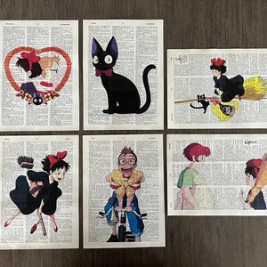 Kiki's Delivery Service (Ghibli Movie) Themed Dictionary Art Prints - Set of 6