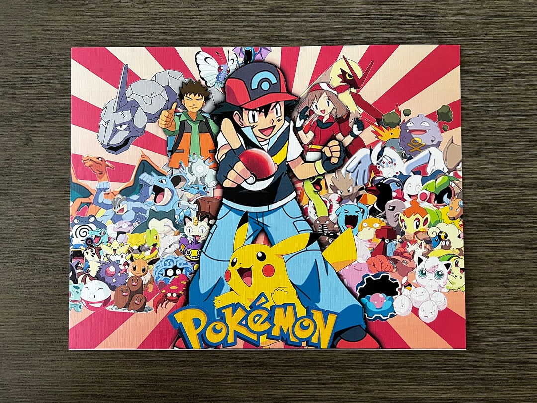 Pokémon cartoon Anime Themed Cardstock Art Print 8.5 X 11 Etsy