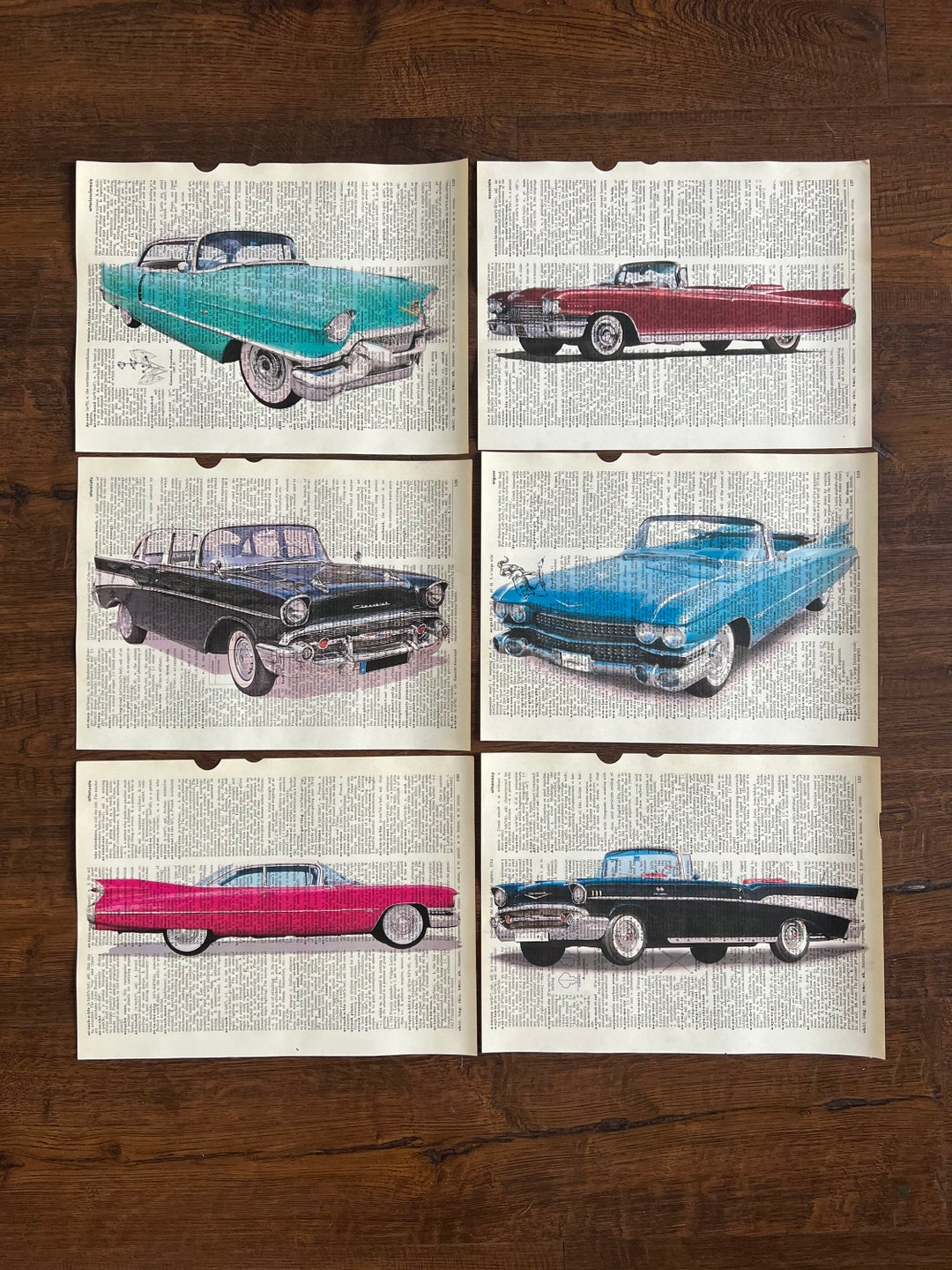 Classic Car Themed Dictionary Prints Set of 6 - Etsy