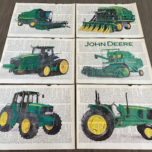 Farm Tractor (John Deere) Themed Dictionary Prints #1 - Set of 6