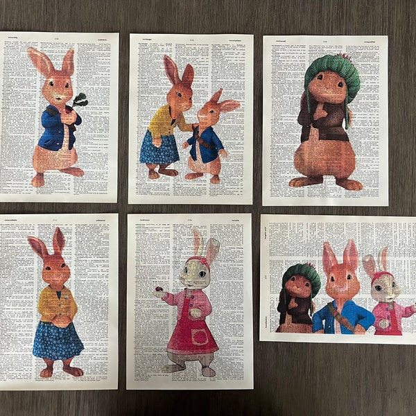 Peter Rabbit (Movie) Themed Dictionary Prints - Set of 6